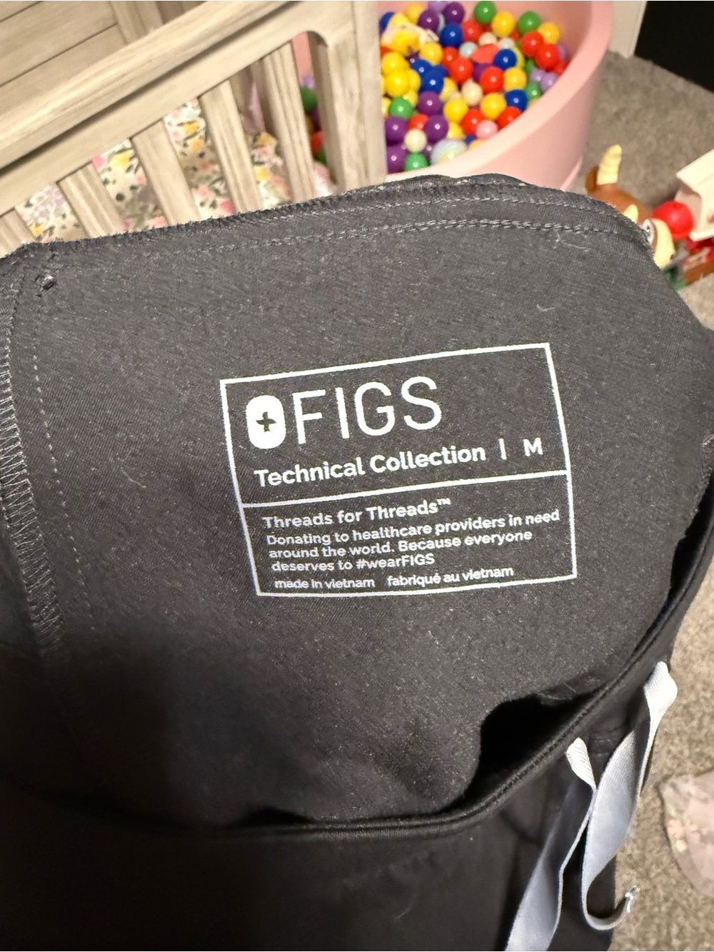 Figs Black Wide-Leg Drawstring Pants - Picture 2 of 4